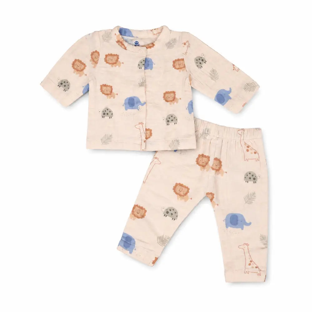 Prekies Muslin Safari Trail Lion Print Set & Suit