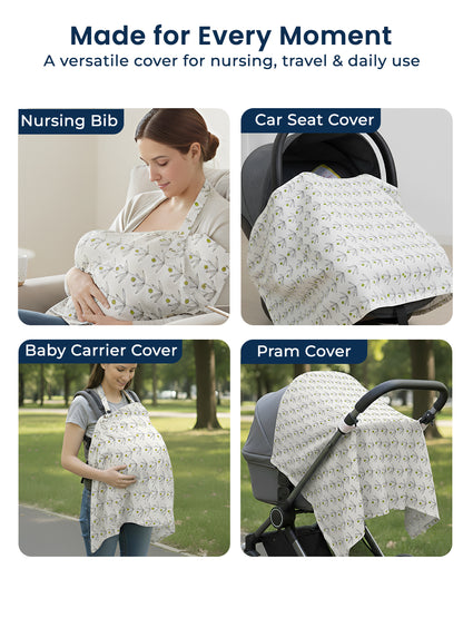 Polka Tots Cotton Washable Green Multipurpose Nursing Breast Feeding Cover