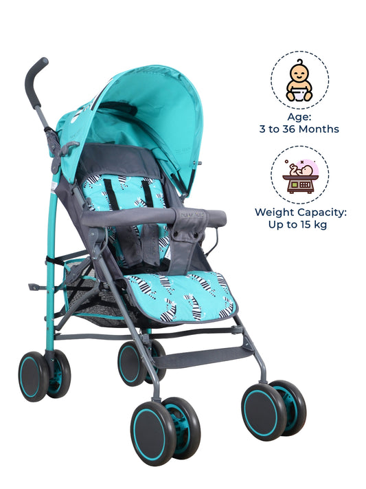Polka Tots Blue New Born Baby Zebra Stroller