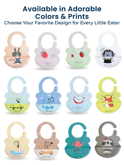 POLKA TOTS Waterproof Silicone Bib for Baby Brown