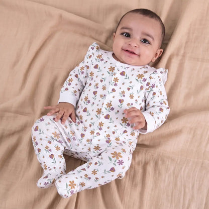 PREKIES Footed Sleepsuits Set - Flower Print Pack Of 3