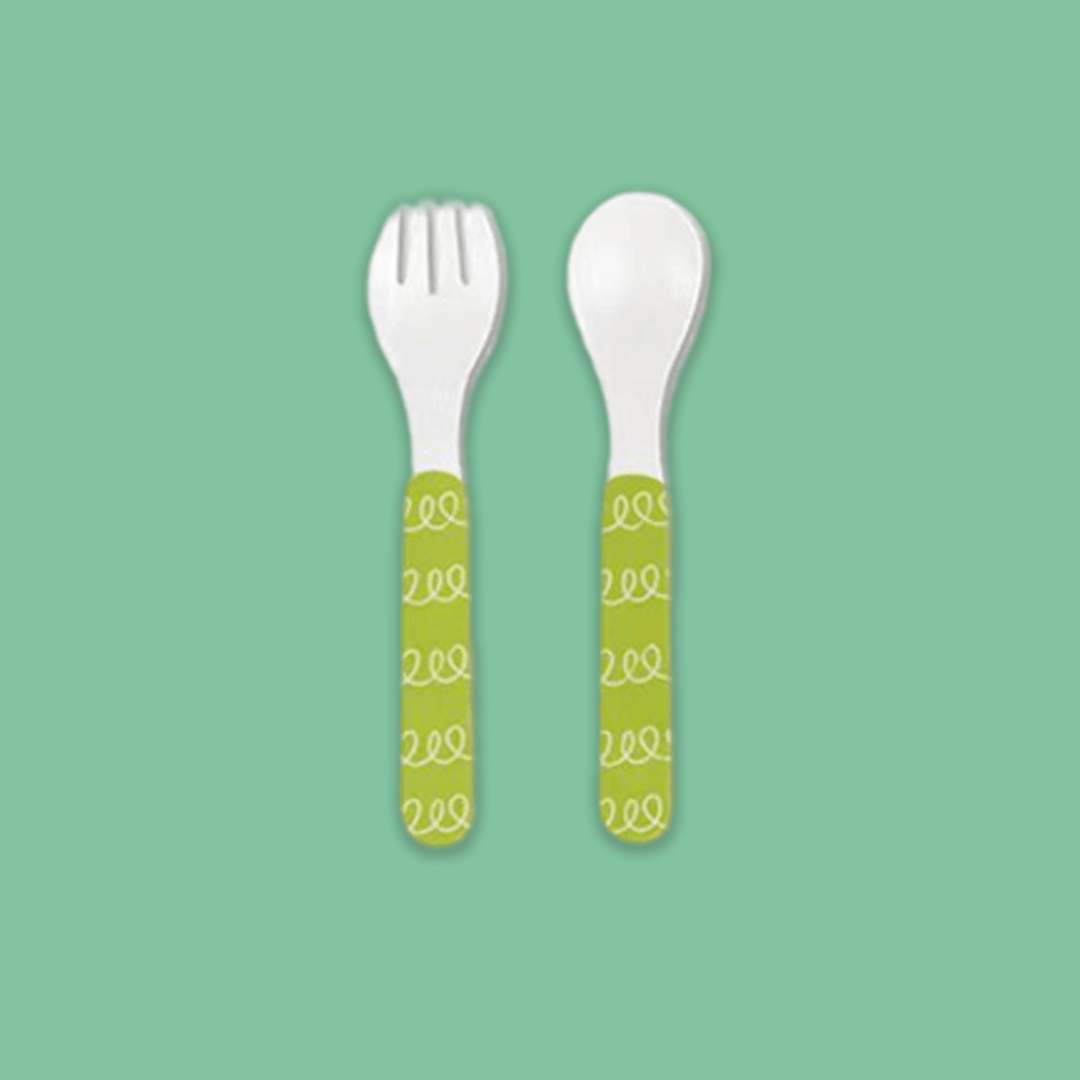 Polka Tots Eco Friendly Bamboo Fiber Kids' Dinner Set Safari - Green [BFSR494] [Polka Tots]