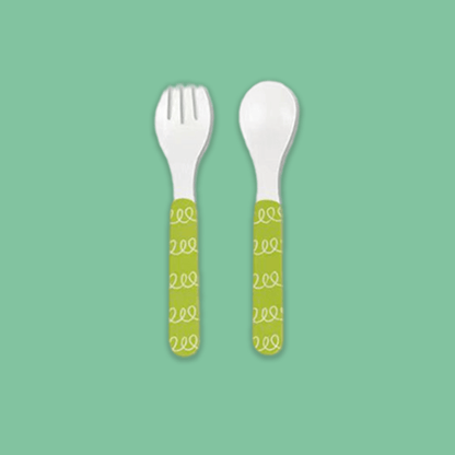 Polka Tots Eco Friendly Bamboo Fiber Kids' Dinner Set Safari - Green [BFSR494] [Polka Tots]
