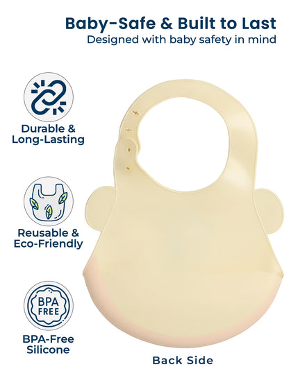 POLKA TOTS Waterproof Silicone Bib for Baby Yellow