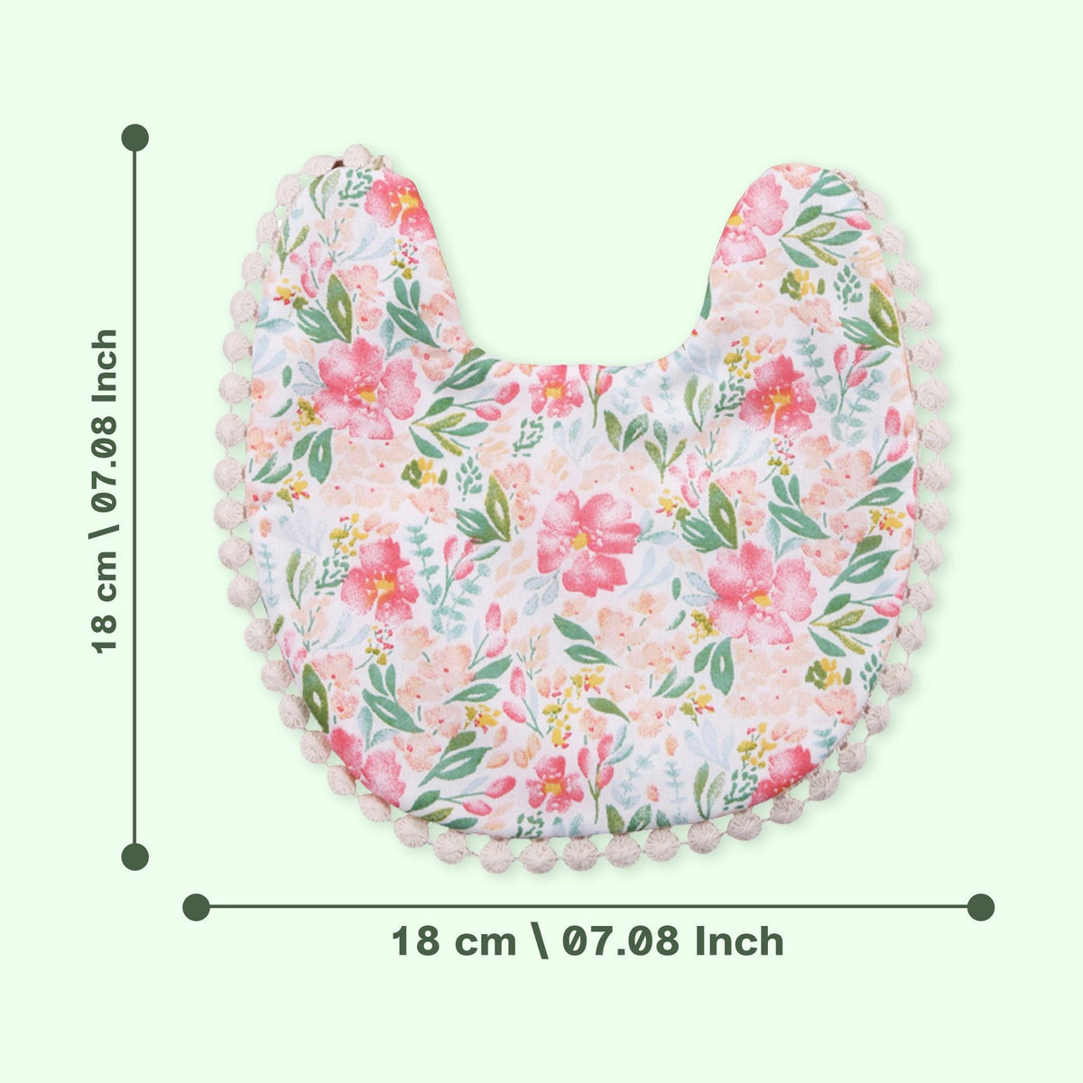 Polka Tots White Cotton Floral Bow Headband with Reversible Boho Bib (Set of 3) 12-18 Months