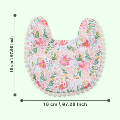 Polka Tots White Cotton Floral Bow Headband with Reversible Boho Bib (Set of 3) 12-18 Months
