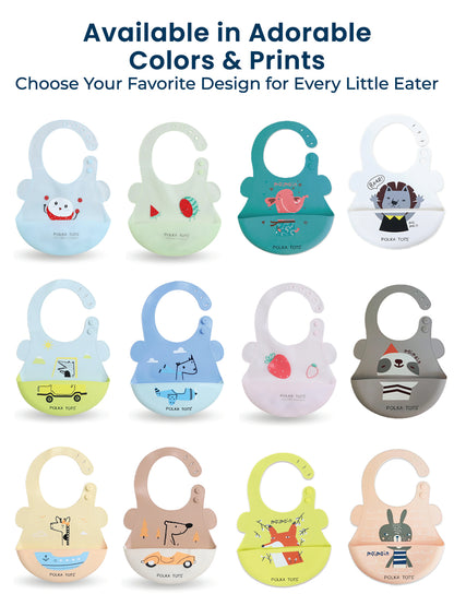 POLKA TOTS Waterproof Silicone Bib for Baby Aqua