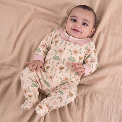 PREKIES Footed Sleepsuits Set - Flower Print Pack Of 3
