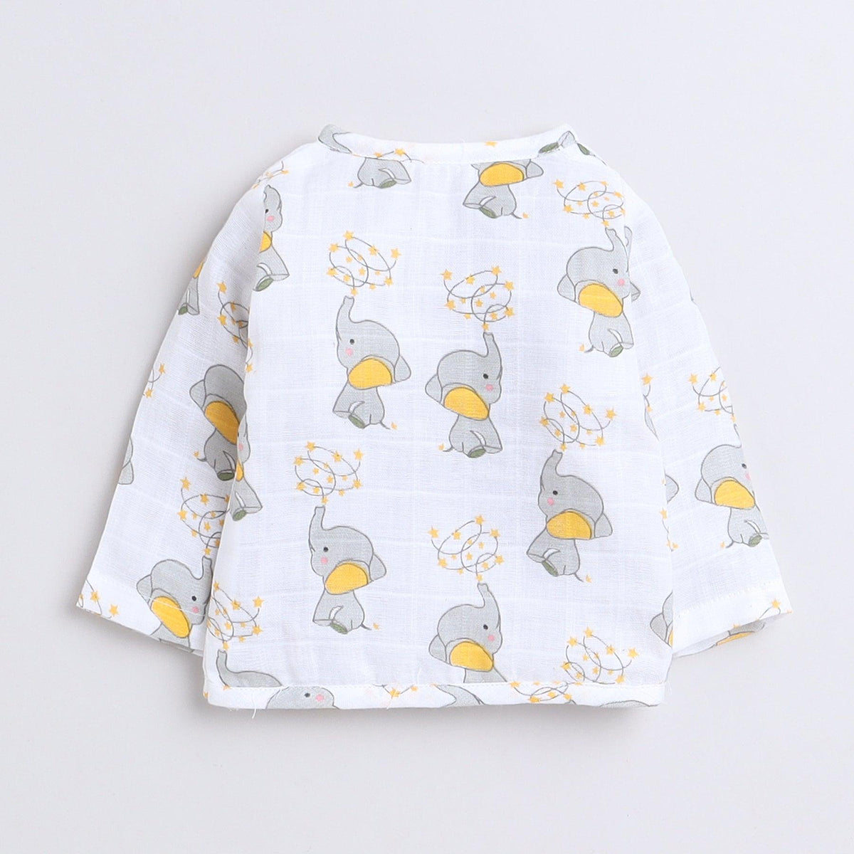 Polka Tots Unisex White Cotton Full Sleeves Jablas (Pack Of 3) (0 Months)