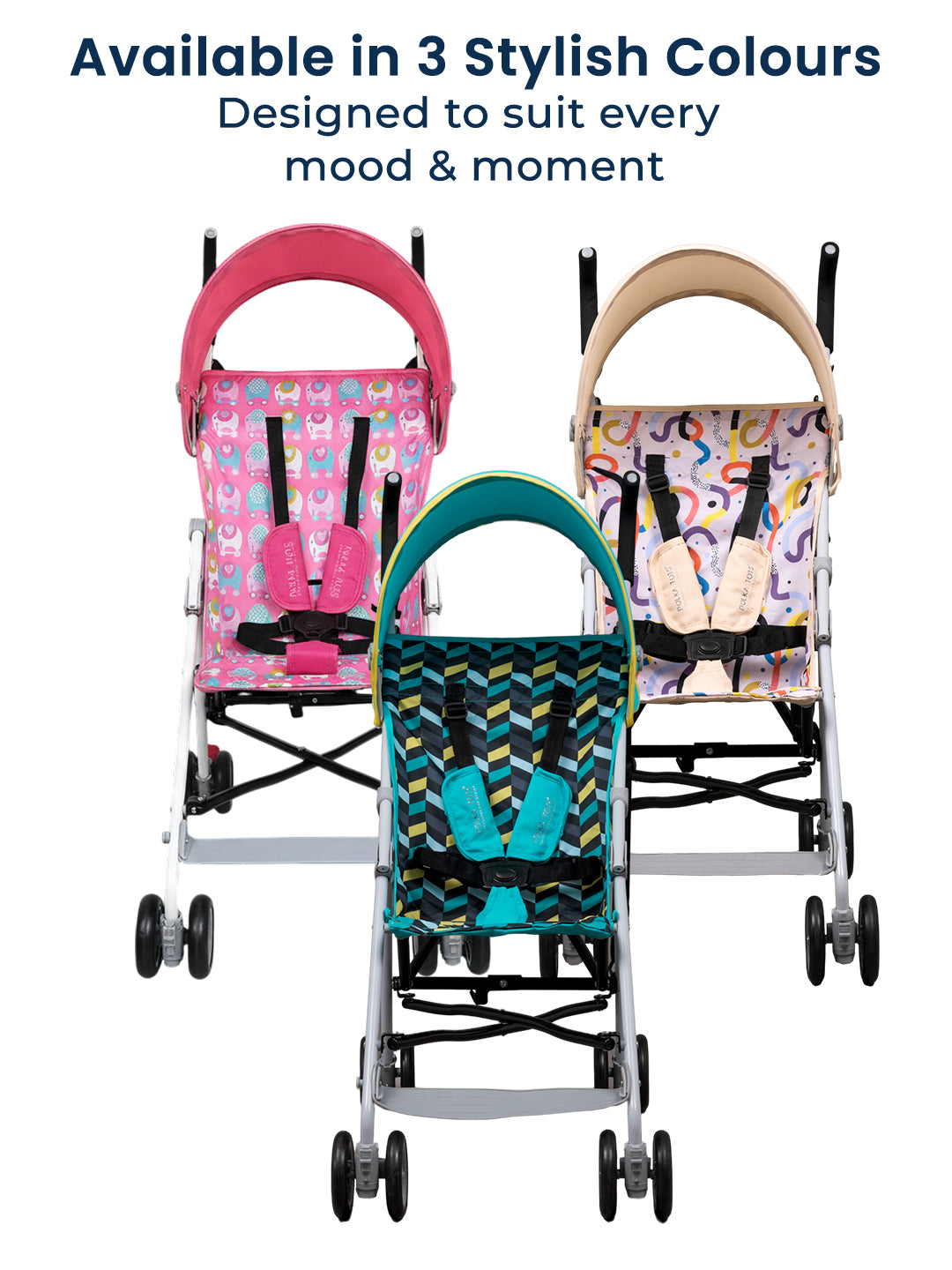 Polka Tots Green Light Weight Zic Zac Print Buggy Stroller