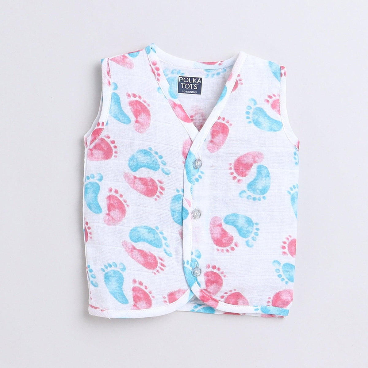 Polka Tots Unisex Multi-Color Cotton Sleeveless Jablas (Pack Of 3) (1-3 Months)