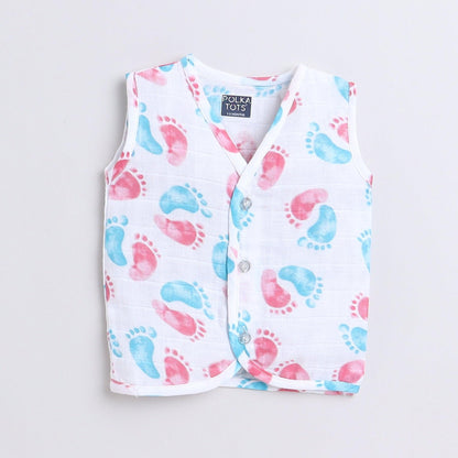 Polka Tots Unisex Multi-Color Cotton Sleeveless Jablas (Pack Of 3) (1-3 Months)