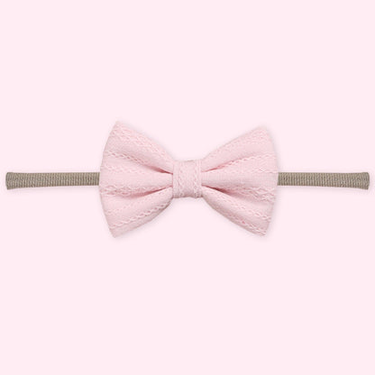 Polka Tots Pink Cotton Embroidery Bow Headband with Reversible Boho Bib (Set of 2) 12-18 Months