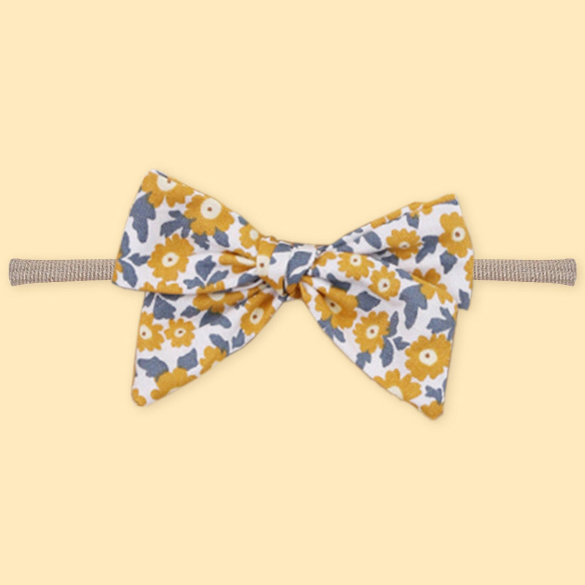 Polka Tots Yellow Cotton Floral Bow Headband with Reversible Boho Bib (Set of 3) 12-18 Months