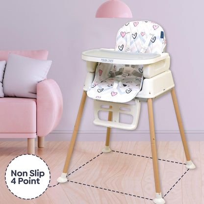Polka Tots Kids White Portable Baby Dinning Table High Chair with Footrest for Toddler