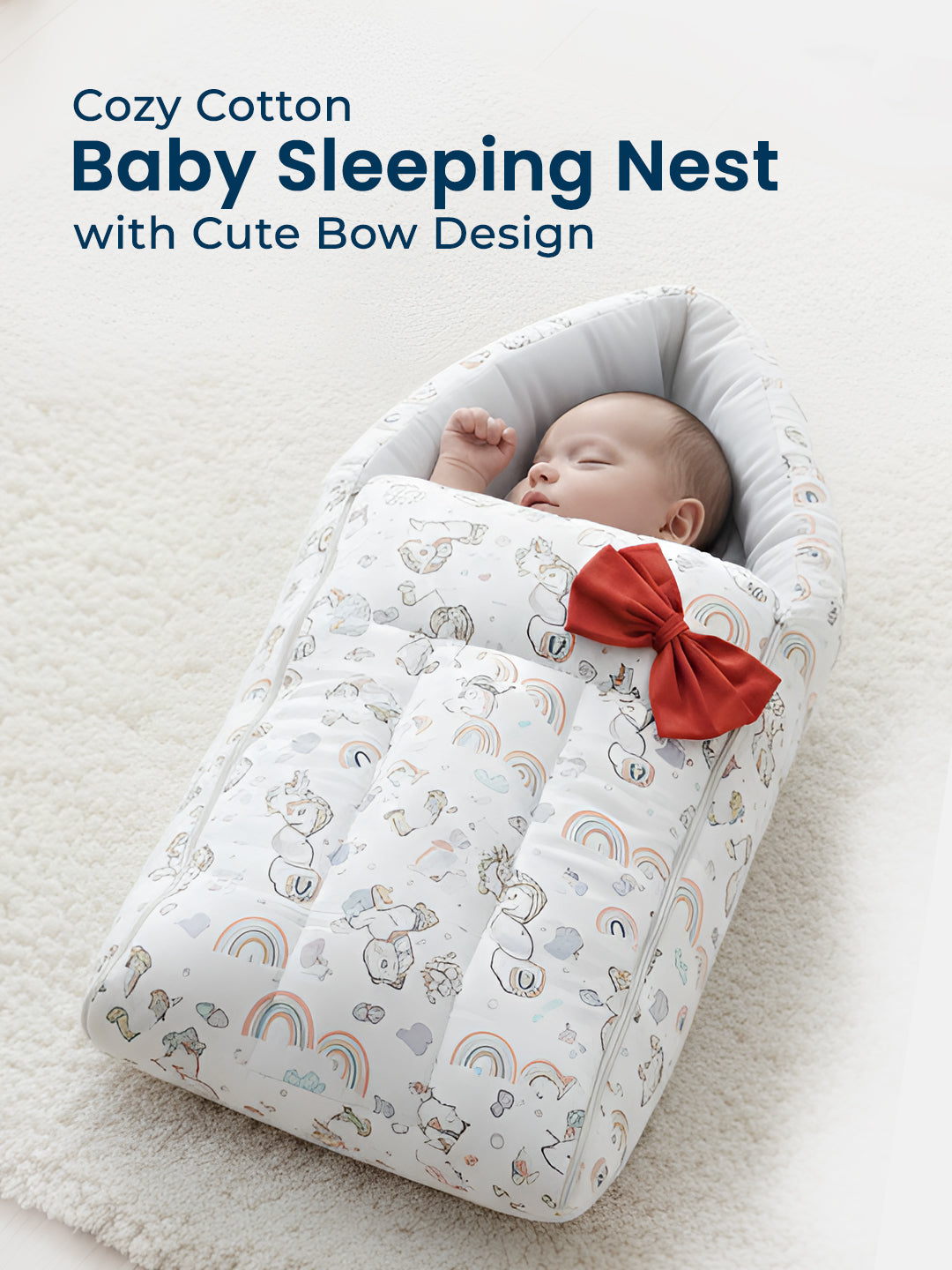 Polka Tots White Unicorn Print Cotton Sateen Bow Baby Sleeping Bag (18-24 Months)