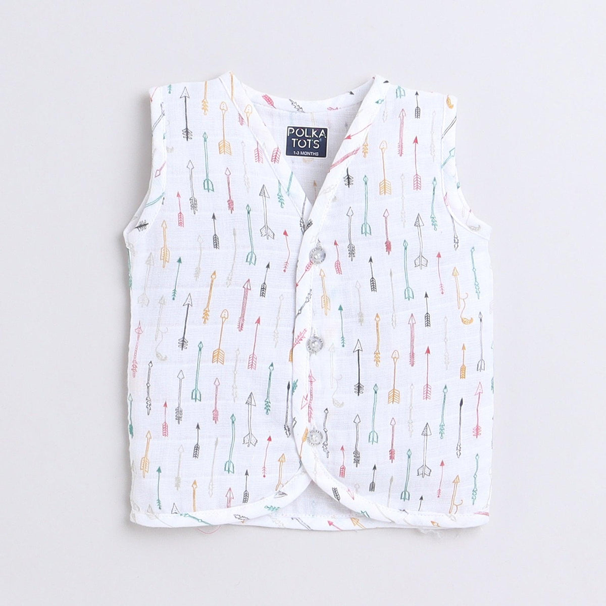 Polka Tots Unisex Multi-Color Cotton Sleeveless Jablas (Pack Of 3) (0 Months)
