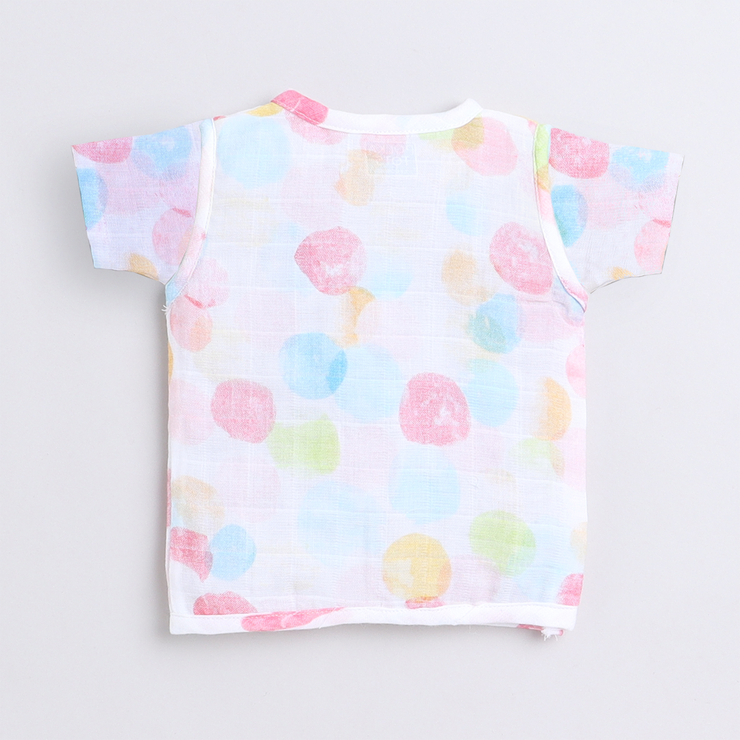 Polka Tots Unisex White Cotton Half Sleeve Jablas (Pack Of 3) (1-3 Months)
