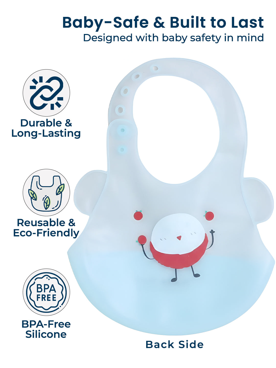 POLKA TOTS Waterproof Silicone Bib for Baby Aqua