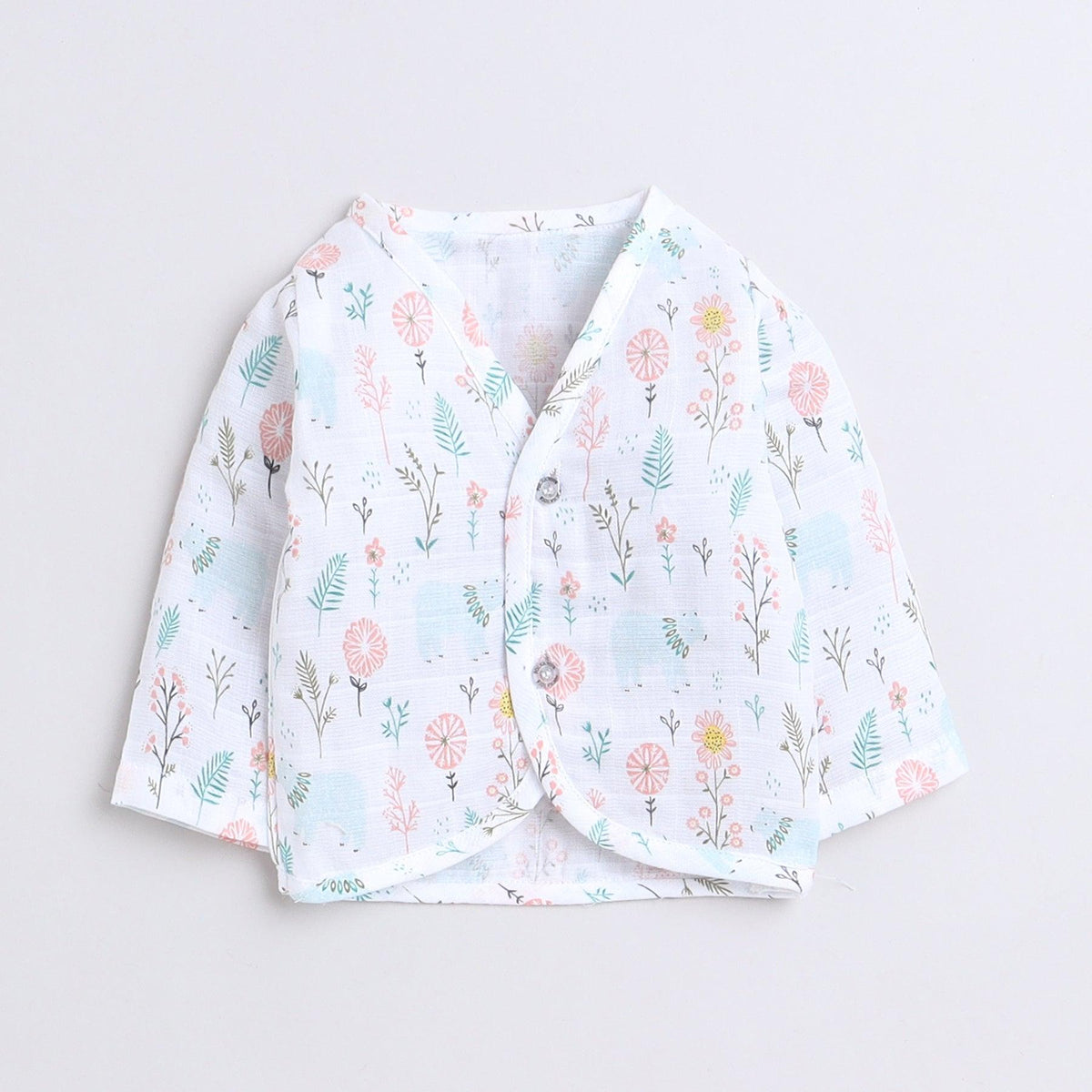 Polka Tots Unisex White Cotton Full Sleeves Jablas (Pack Of 3) (0 Months)