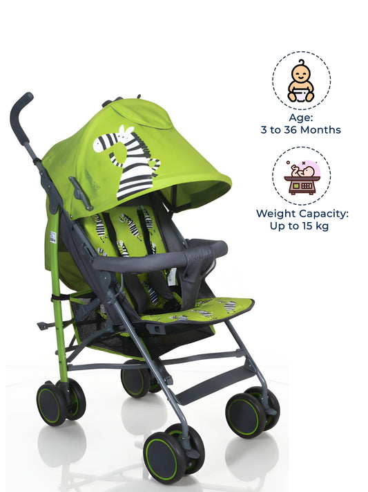 Polka Tots Green New Born Baby Zebra Stroller
