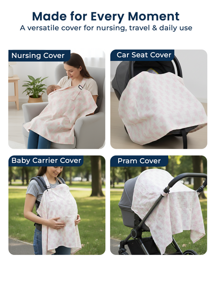 Polka Tots Cotton Washable Pink Multipurpose Nursing Breast Feeding Cover