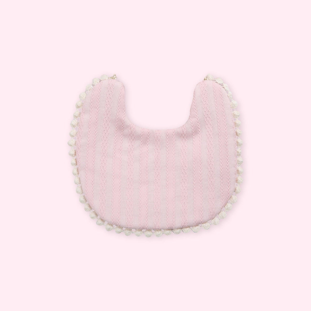 Polka Tots Pink Cotton Embroidery Bow Headband with Reversible Boho Bib (Set of 2) 12-18 Months