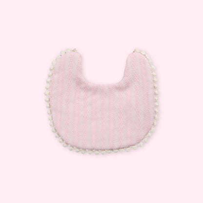 Polka Tots Pink Cotton Embroidery Bow Headband with Reversible Boho Bib (Set of 2) 12-18 Months