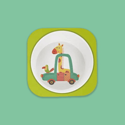 Polka Tots Eco Friendly Bamboo Fiber Kids' Dinner Set Safari - Green [BFSR494] [Polka Tots]