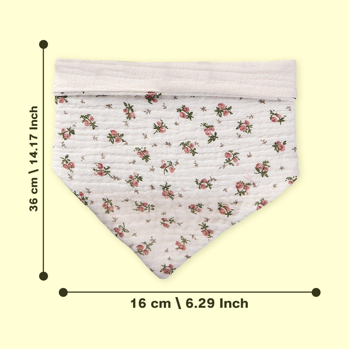 Polka Tots White Cotton Floral Print Bow Headband with Reversible Bandana Bib (Set of 3) 12-18 Months