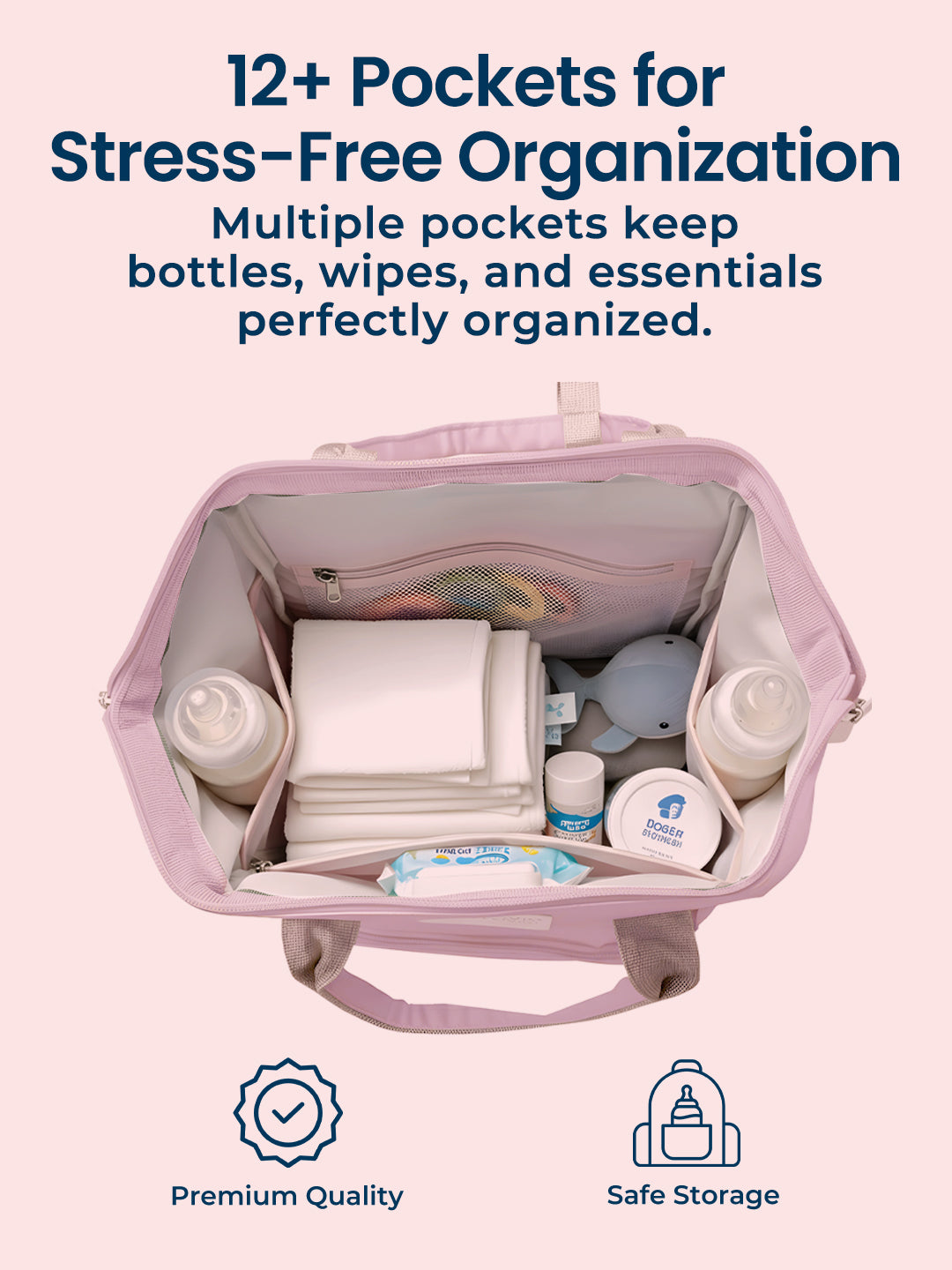 Polka Tots Pink Mama Mini Luxe Duo Diaper Bag with Attached Bow and Bag Pack (Set of 2)