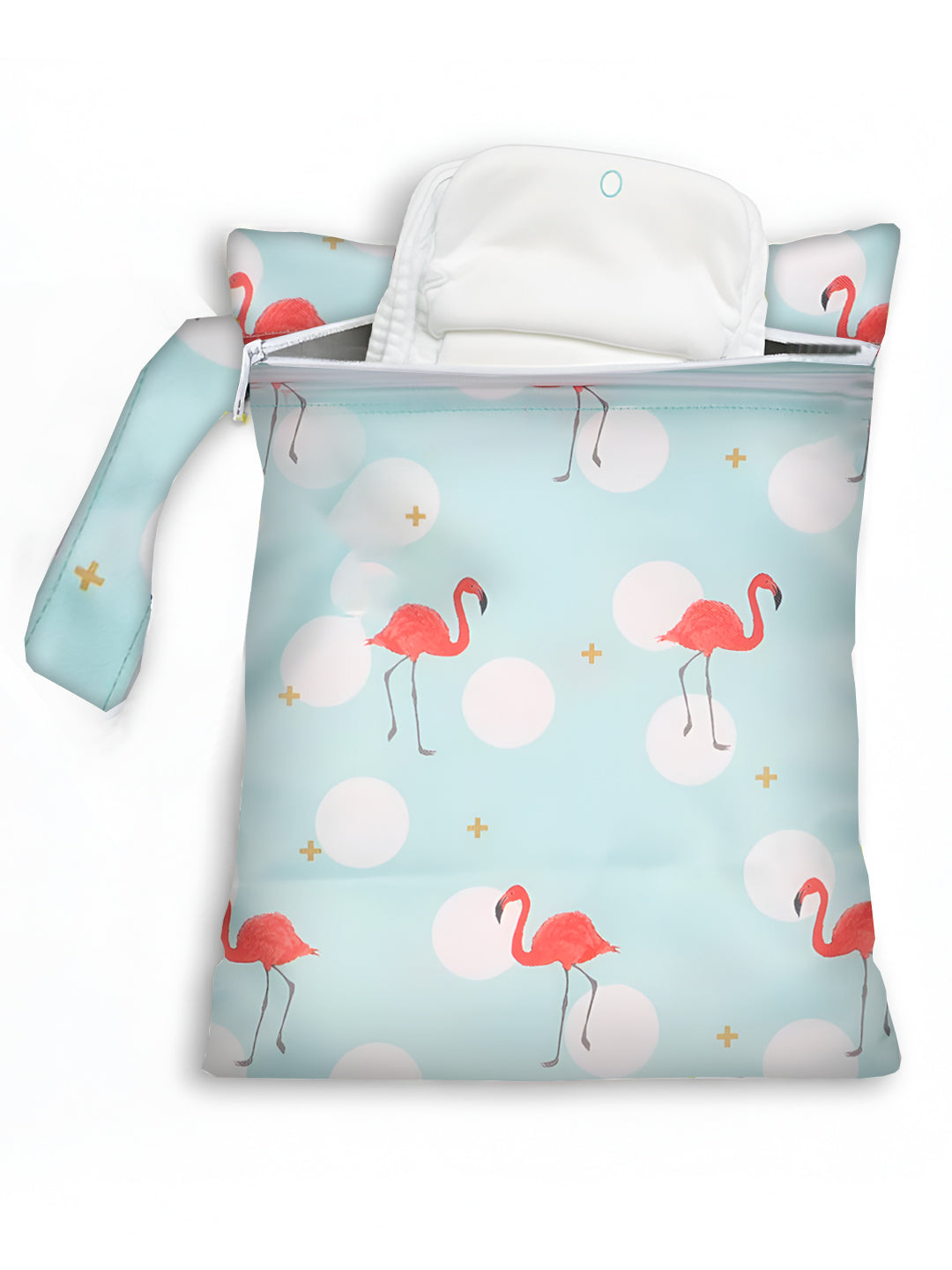 Polka Tots Waterproof & Reusable Mix Print Wet Dry Baby Diaper Bag with Zip (0-24 Months)