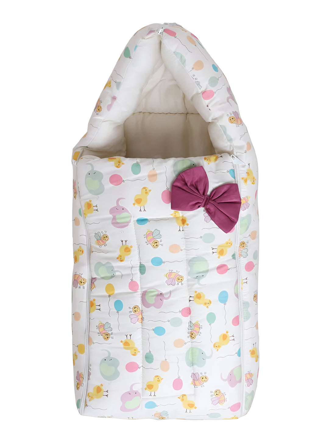 Polka Tots Off White Balloon Print Cotton Sateen Bow Baby Sleeping Bag (18-24 Months)