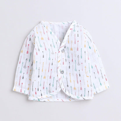 Polka Tots Unisex White Cotton Full Sleeves Jablas (Pack Of 3) (0 Months)