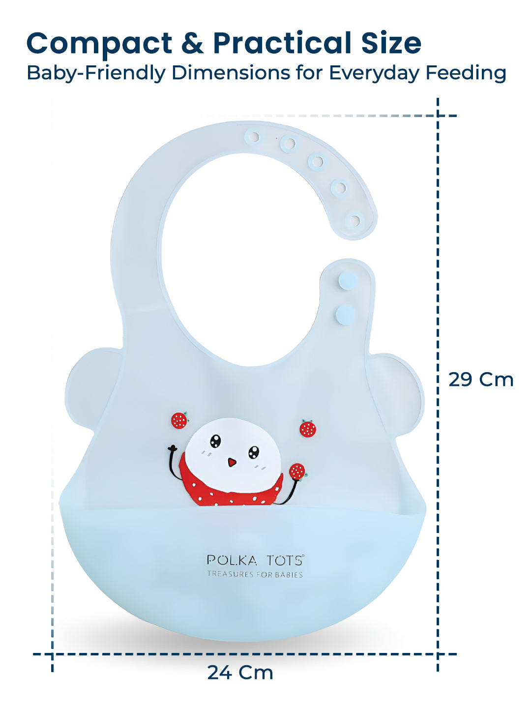POLKA TOTS Waterproof Silicone Bib for Baby Aqua