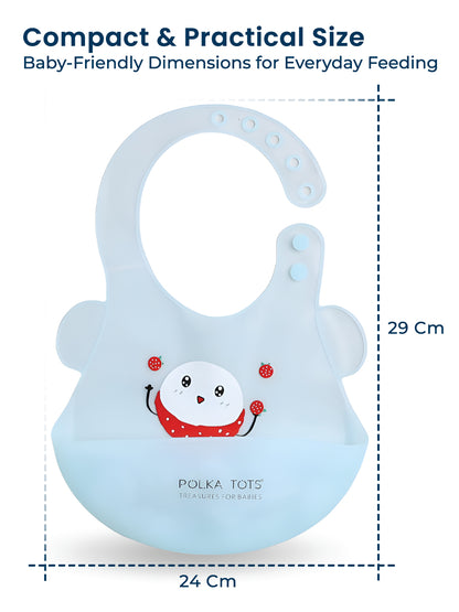 POLKA TOTS Waterproof Silicone Bib for Baby Aqua