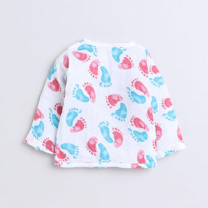 Polka Tots Unisex White Cotton Full Sleeves Jablas (Pack Of 3) (0 Months)