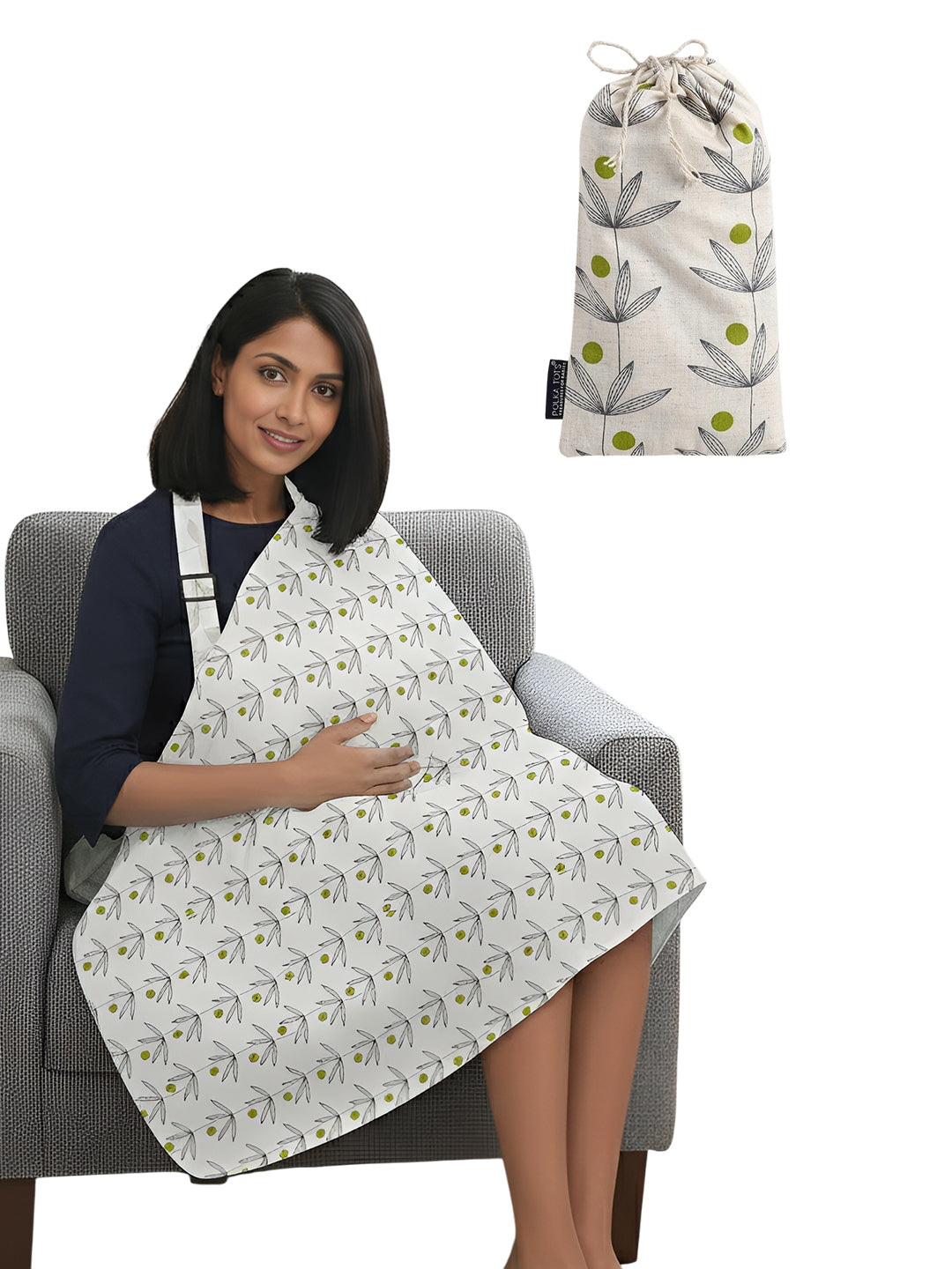Polka Tots Cotton Washable Green Multipurpose Nursing Breast Feeding Cover