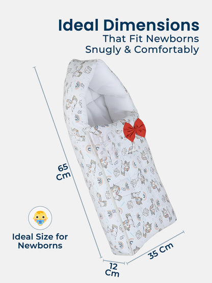 Polka Tots White Unicorn Print Cotton Sateen Bow Baby Sleeping Bag (18-24 Months)