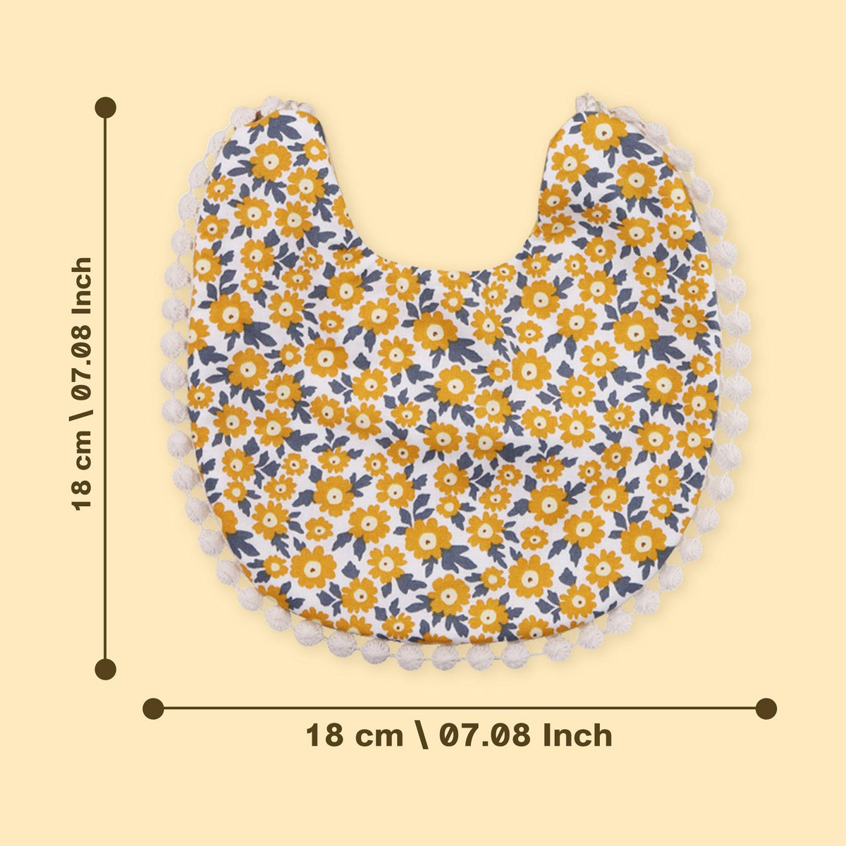 Polka Tots Yellow Cotton Floral Bow Headband with Reversible Boho Bib (Set of 3) 12-18 Months