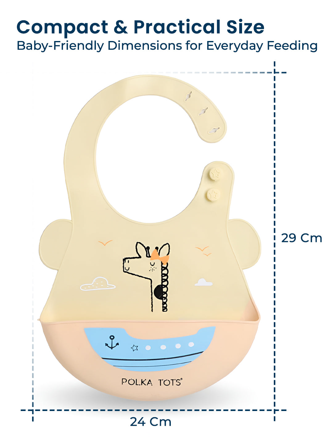 POLKA TOTS Waterproof Silicone Bib for Baby Yellow