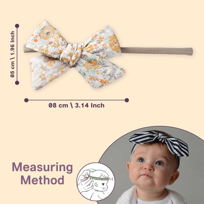 Polka Tots Orange Cotton Floral Print Bow Headband with Reversible Bandana Bib (Set of 3) 12-18 Months