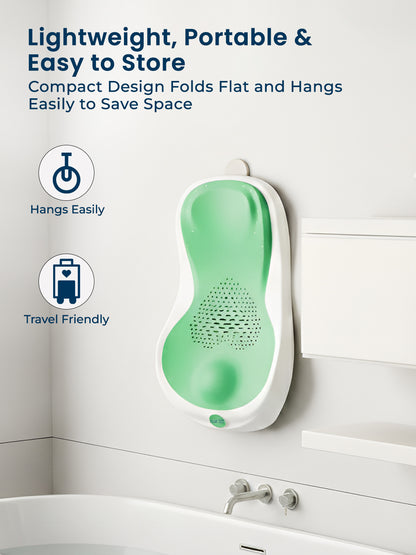 Polka Tots Tiny Tubsy Baby Bather Lightweight with Soft Rubber Newborn Bath Rack - Green