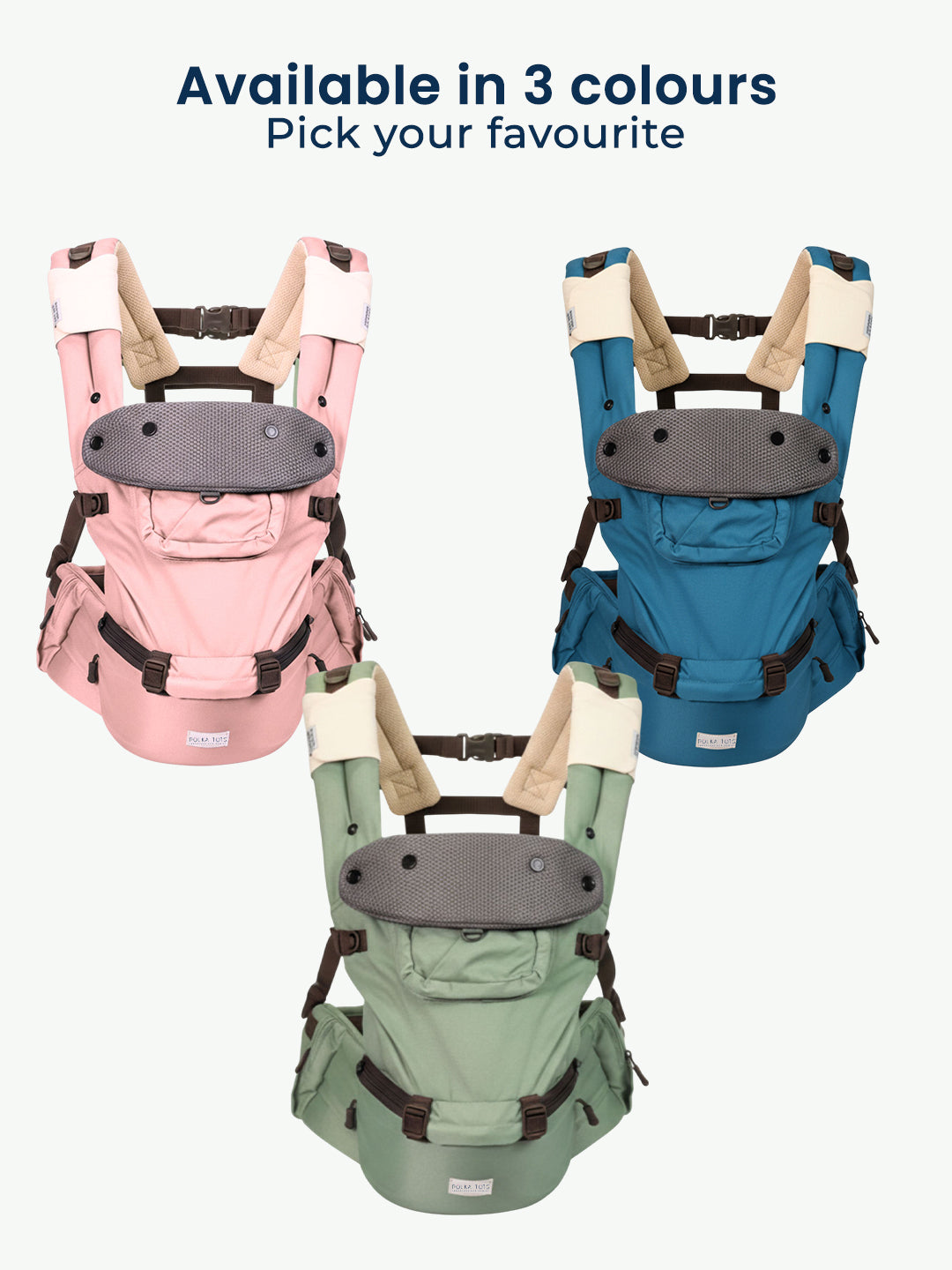 Polka Tots 6 in 1 Green Hip Seat Baby Carrier with Airbag Seat