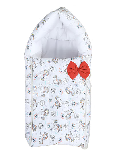 Polka Tots White Unicorn Print Cotton Sateen Bow Baby Sleeping Bag (18-24 Months)