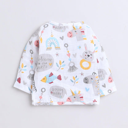 Polka Tots Unisex White Cotton Full Sleeves Jablas (Pack Of 3) (1-3 Months)