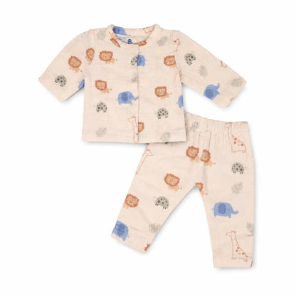 Prekies Muslin Safari Trail Lion Print Set & Suit