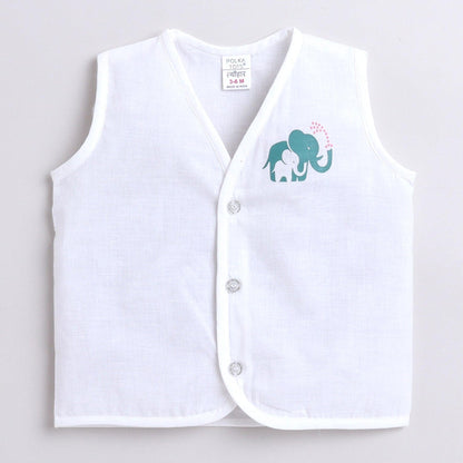 Polka Tots Unisex Multi-Color Cotton Sleeveless Jablas (Pack Of 3) (0 Months)