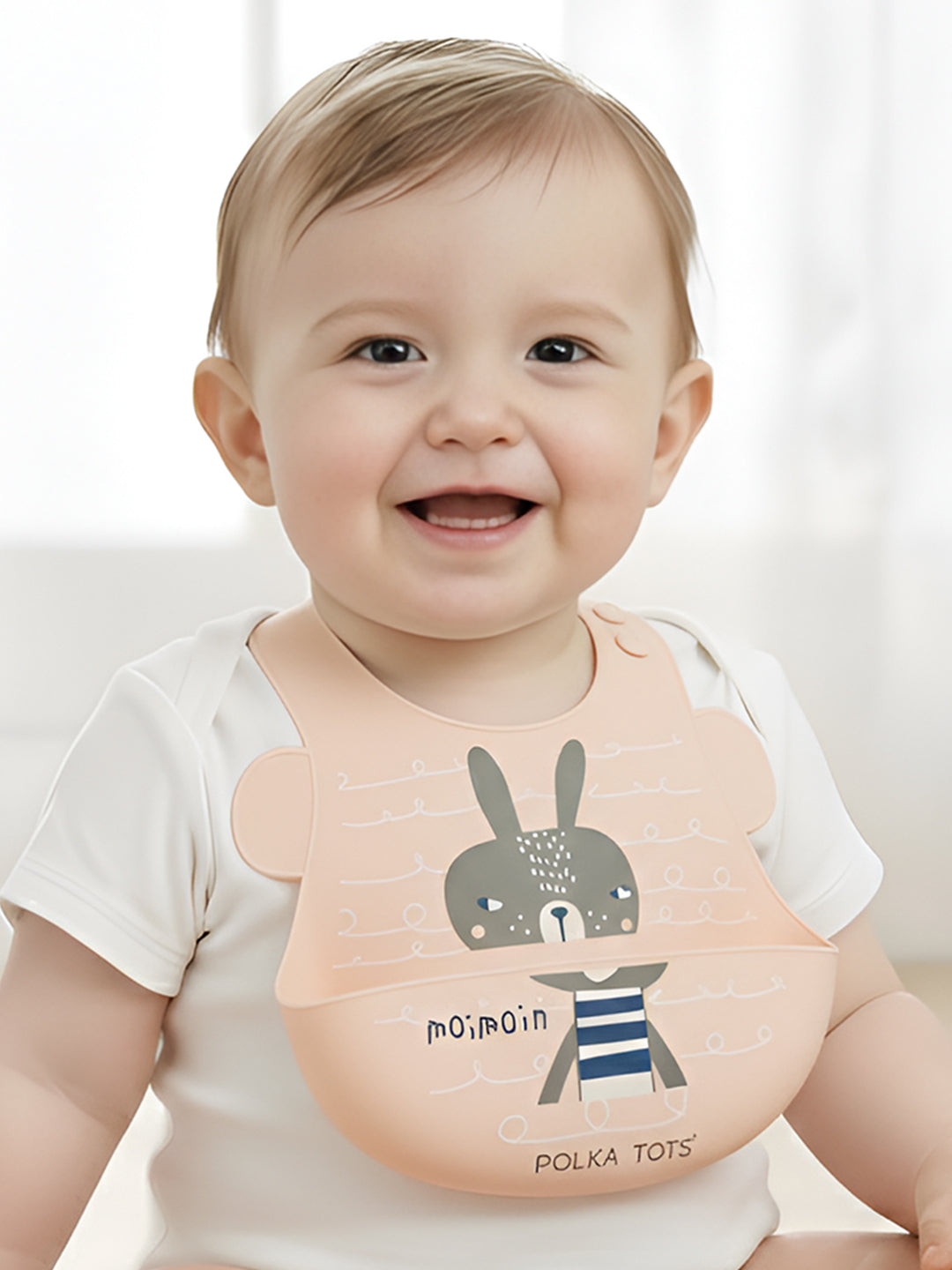 POLKA TOTS Waterproof Silicone Bib for Baby Brown