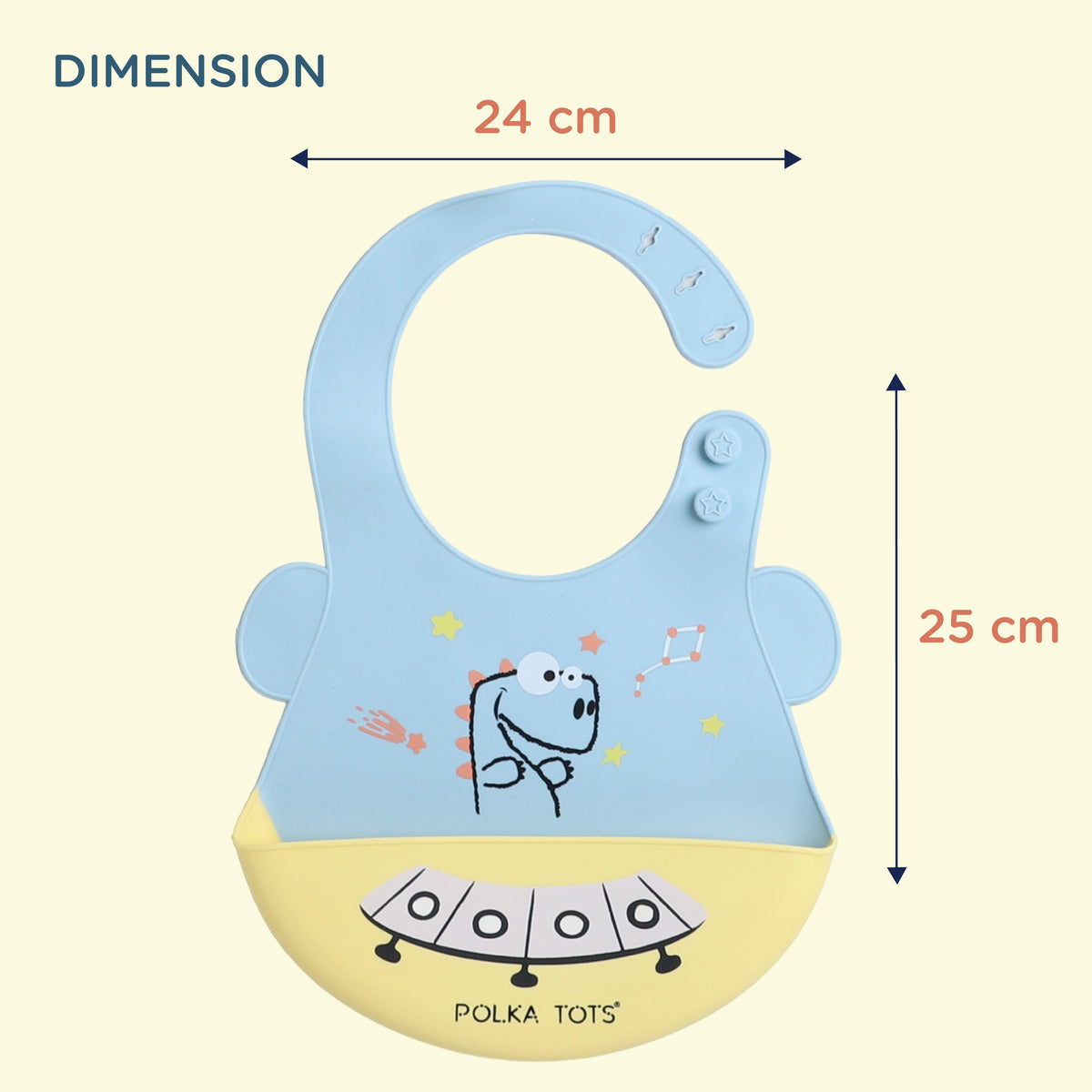 POLKA TOTS Waterproof Silicone Bib for Baby Blue